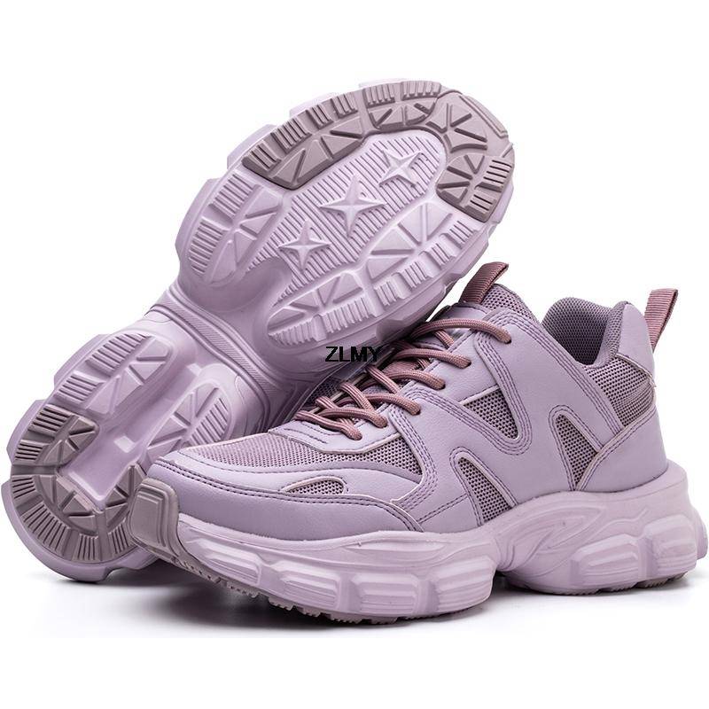 Mode ZLMY Neue Frauen Sicherheitsschuhe Stahlkappe Turnschuhe Pannensichere Arbeitsschuhe Atmungsaktive Frauen Arbeit Sicherheitsstiefel Plattform Anti-smash 38 violett von Joom DACH
