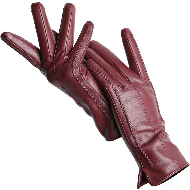 Mode frauen handschuhe Farbe Schaffell Winter Warme Dünne Touchscreen handschuhe Hohe Qualität 6.5 bordeaux von Joom DACH