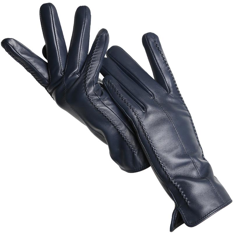 Mode frauen handschuhe Farbe Schaffell Winter Warme Dünne Touchscreen handschuhe Hohe Qualität 6.5 dunkelblaue von Joom DACH