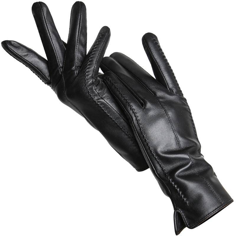 Mode frauen handschuhe Farbe Schaffell Winter Warme Dünne Touchscreen handschuhe Hohe Qualität 6.5 schwarz von Joom DACH