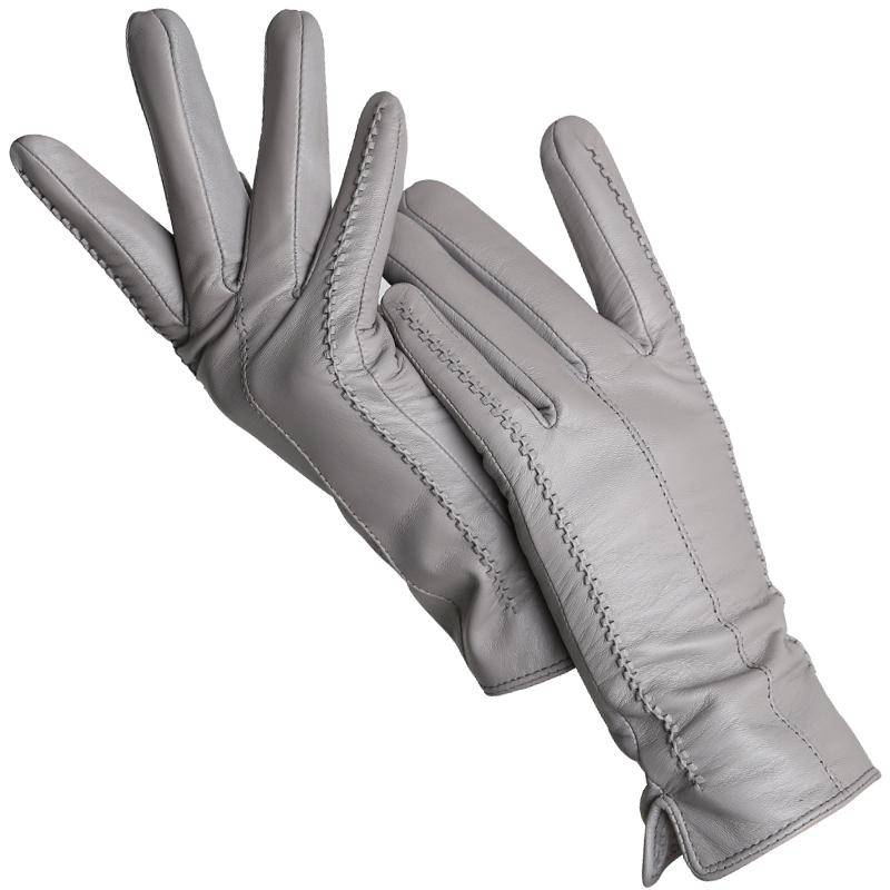 Mode frauen handschuhe Farbe Schaffell Winter Warme Dünne Touchscreen handschuhe Hohe Qualität 7 grau von Joom DACH
