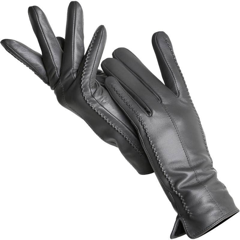 Mode frauen handschuhe Farbe Schaffell Winter Warme Dünne Touchscreen handschuhe Hohe Qualität 7.5 dunkelgrau von Joom DACH