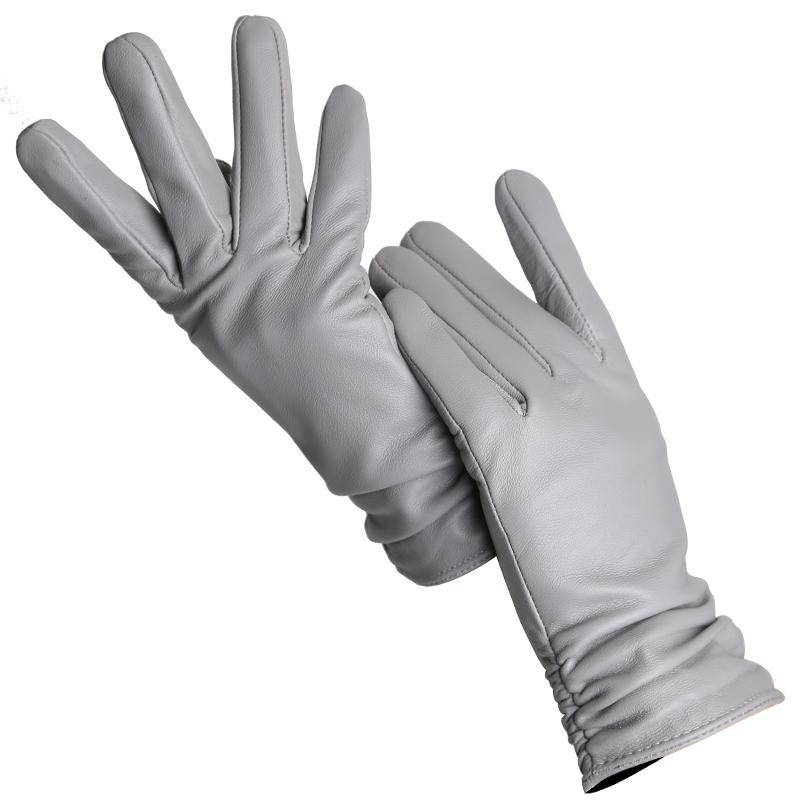 Mode frauen handschuhe Farbe Schaffell Winter Warme Dünne klassische stil handschuhe Hohe Qualität 6.5 licht grau von Joom DACH