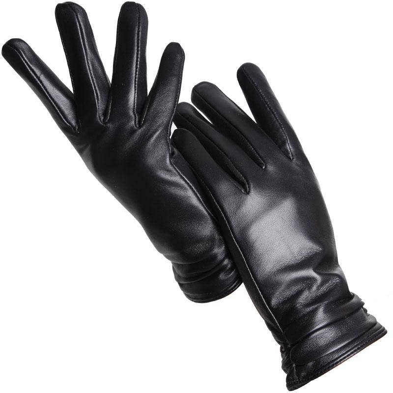 Mode frauen handschuhe Farbe Schaffell Winter Warme Dünne klassische stil handschuhe Hohe Qualität 7.5 schwarz von Joom DACH