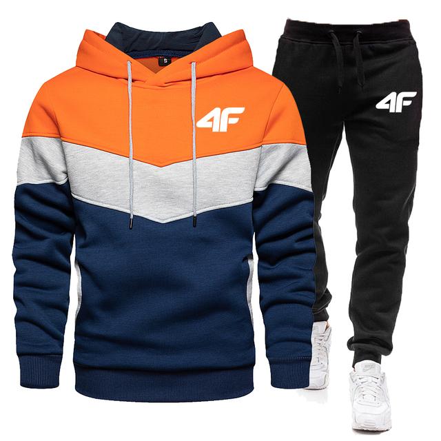 Mode für Herren Hochwertige Sportbekleidung Hoodie + Hosenanzug männlich Casual Tricolor Hoodies Sweatshirt Set XL von Joom DACH