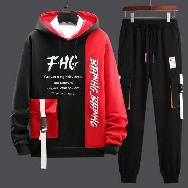 Mode für Herren Sets Hip Hop Trend Pullover Hoodies Männer + Casual Harajuku Streetwear Jogginghose Frühling Herbst Männer Kleidung Sets 3XL rot von Joom DACH