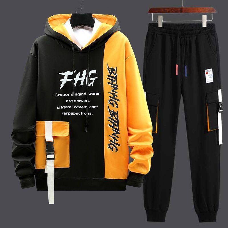 Mode für Herren Sets Hip Hop Trend Pullover Hoodies Männer + Casual Harajuku Streetwear Jogginghose Frühling Herbst Männer Kleidung Sets XS gelb von Joom DACH