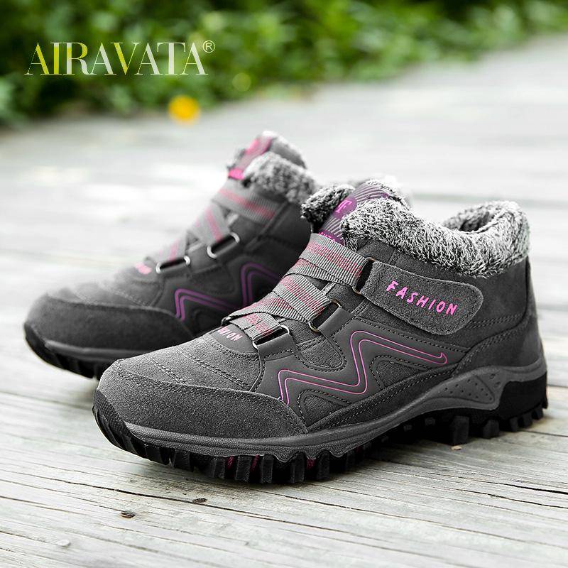 Mode für Männer und Frauen, Winterstiefel, Plüsch, warmes Fell, bequem, rutschfest, Unisex, Turnschuhe, Baumwollschuhe 39 rosa/grau von Joom DACH