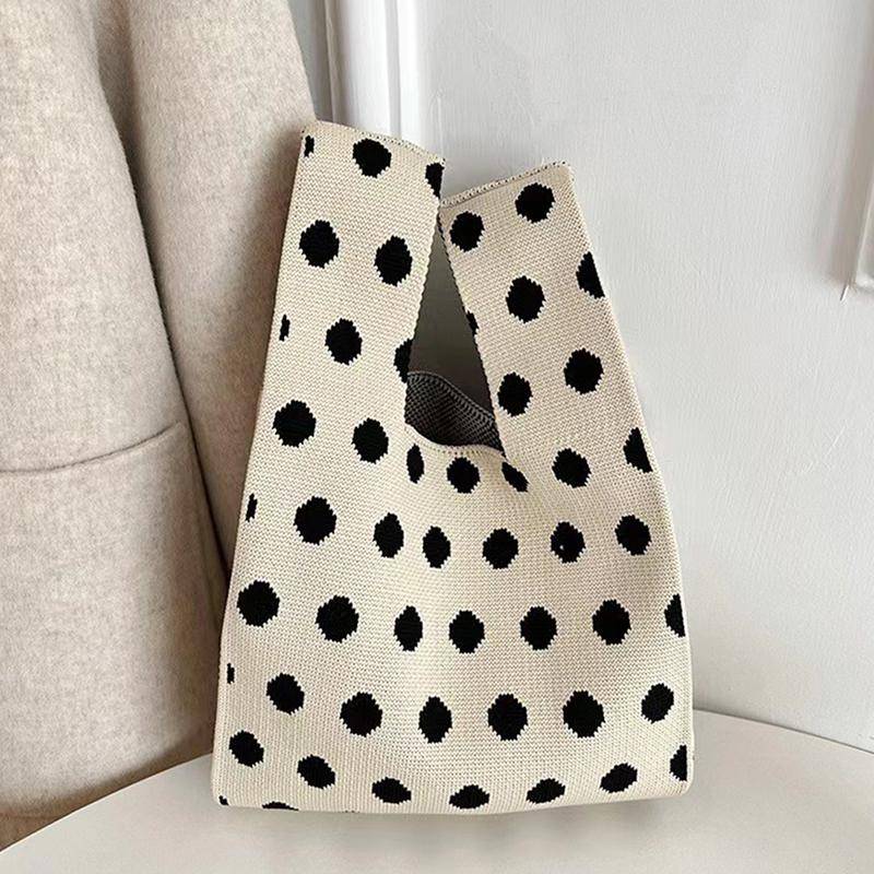 Mode handgemachte stricken Handtaschen Frauen Mini Knoten Handgelenk Tasche koreanische lässige Einkaufstasche wiederverwendbare Einkaufstaschen von Joom DACH