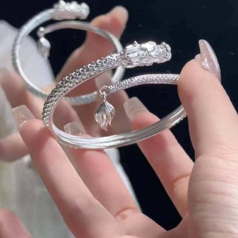 Mode im chinesischen Stil Sternzeichen Drache Armreif Frauen Männer Neujahr Glücksbringer Armband Freundschaft Amulett Schmuck Paar Geschenke von Joom DACH