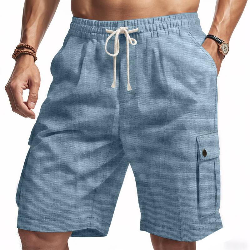 Mode männer arbeit hosen sommer männer bambus leinen strand casual shorts XXXL denim-blau von Joom DACH