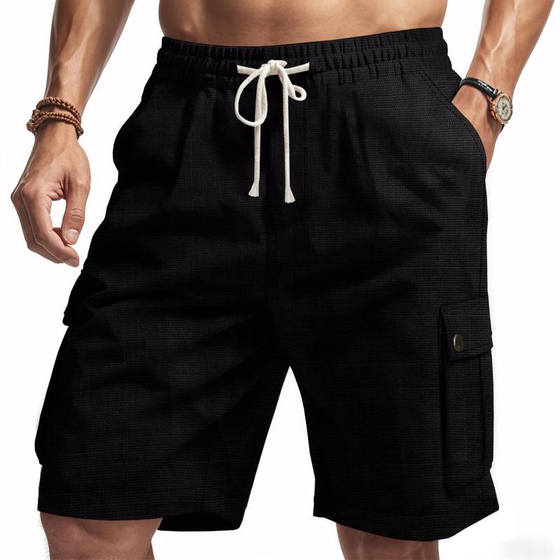 Mode männer arbeit hosen sommer männer bambus leinen strand casual shorts XXXL schwarz von Joom DACH