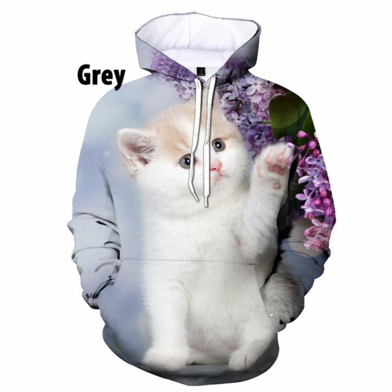 Mode süße Hoodies 3D Tier Katze gedruckt Hoodie Casual Männer / Frauen Kapuzenpullover S von Joom DACH