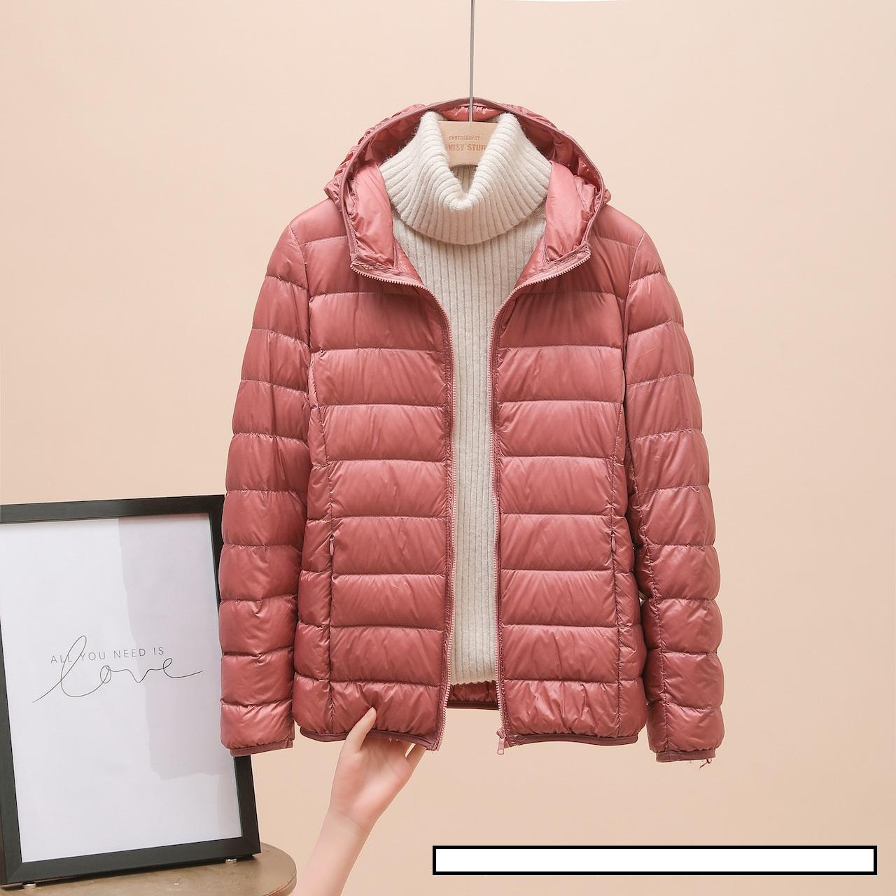 Mode weibliche kalte Jacke Frauen Winter leichte weiße Entendaunenjacke schlanke Pufferjacke tragbare winddichte Daunenjacke XXL rosa von Joom DACH