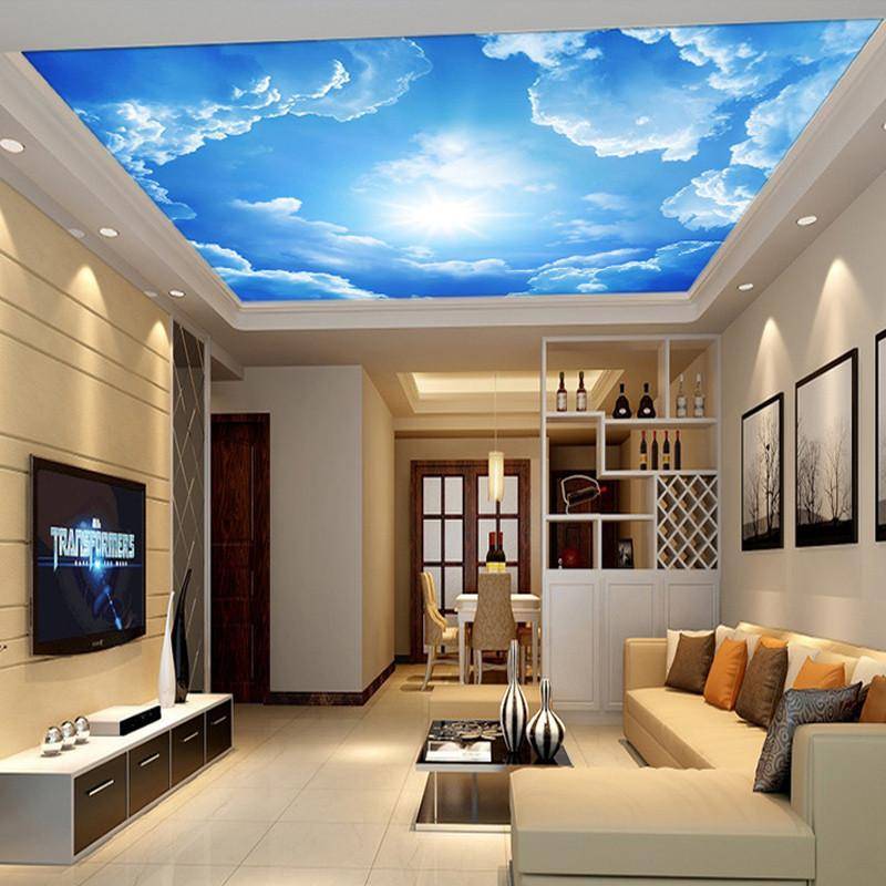 Moderne 3D-Fototapete, blauer Himmel und weiße Wolken, Tapeten, Inneneinrichtung, Wohnzimmer, Decke, Lobby, Wandtapete 240 cm(W) x 160 cm(H) von Joom DACH