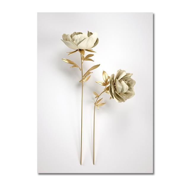 Moderne 3D visuelle Wand Kunst Leinwand Malerei Nordic Goldene Blume Poster Und Drucke Bilder für Wohnzimmer Korridor Wohnkultur 50x70cm von Joom DACH