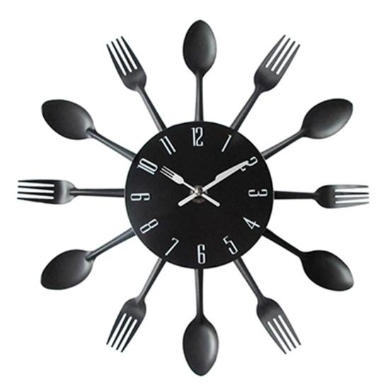 Moderne Besteck-Messer-Gabel-Löffel-Quarz-Wanduhr, analoge Heimbüro-Dekoration von Joom DACH