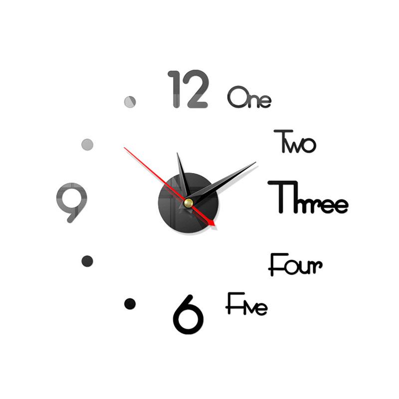 Moderne Design Uhr Uhr Große Wanduhren 3d Diy Acryl Spiegel Mechanismus Aufkleber Hause Wohnzimmer Dekoration Quarz Nadel schwarz von Joom DACH