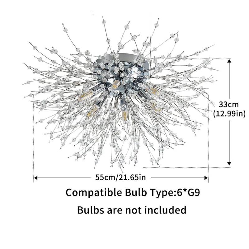 Moderne Kristall-Kronleuchter Deckenleuchte, Feuerwerk-Kronleuchter, Silberne Kristalle Deckenleuchten, 6 G9 LED, Für Wohnzimmer, Schlafzimmer, Esszimmer Moderne Kristall-Kronleuchter Deckenleuchte, Feuerwerk-Kronleuchter, Silberne Kristalle Deckenleuchten, 6 G9 LED, Für Wohnzimmer, Schlafzimmer, Esszimmer von Joom DACH