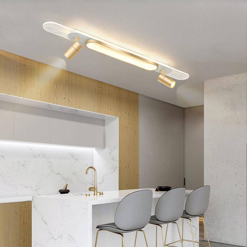 Moderne LED Deckenleuchte für Wohnzimmer Flur Garderobe Gang Deckenleuchte mit Spotlight Kronleuchter Dekor Leuchte Diameter-100cm gold von Joom DACH
