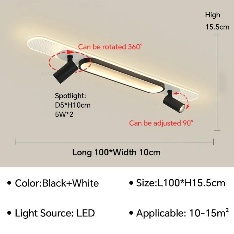 Moderne LED Deckenleuchte für Wohnzimmer Flur Garderobe Gang Deckenleuchte mit Spotlight Kronleuchter Dekor Leuchte Diameter-100cm schwarz von Joom DACH