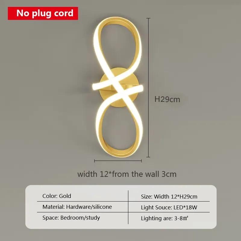 Moderne LED-Wandlampe, nordisches Gold, Schlafzimmer, Nachttisch-Wandleuchten mit Stecker, Wandleuchte für minimalistische Eingangsbereich, Flur, Gangbeleuchtung Warm whtie von Joom DACH