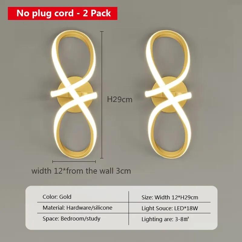 Moderne LED-Wandlampe, nordisches Gold, Schlafzimmer, Nachttisch-Wandleuchten mit Stecker, Wandleuchte für minimalistische Eingangsbereich, Flur, Gangbeleuchtung Warm whtie von Joom DACH