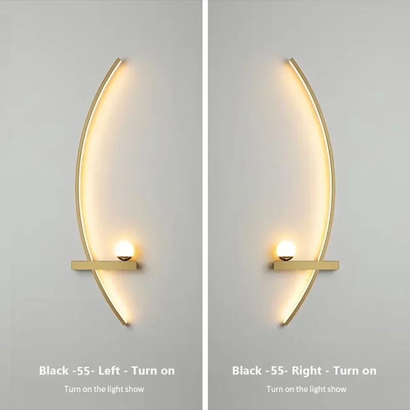 Moderne LED-Wandleuchte, minimalistisch, Schwarz/Gold, dekorative Wandleuchte für Schlafzimmer, Nachttisch, Arbeitszimmer, Innenbeleuchtung, Kronleuchter Warm white-No RC von Joom DACH
