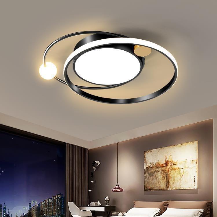 Moderne LED Wohnzimmer Deckenleuchten Schlafzimmer Küche Esszimmer Dekorationslampe Kronleuchter Nordisch Innen Zuhause Diameter -50cm schwarz von Joom DACH