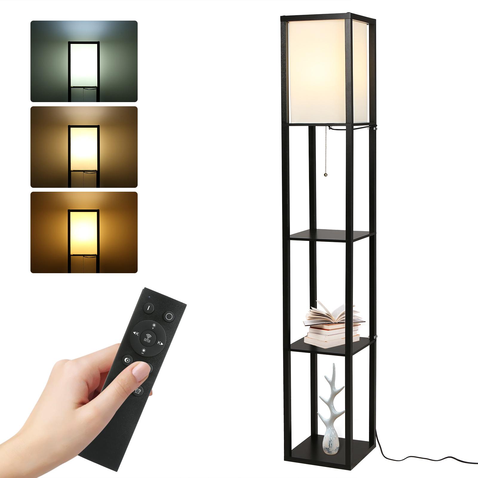 Moderne Regal-Stehleuchte von Tomshine mit Fernbedienung und Zugschalter, 15 W, dimmbare LEDs, Lampenfarbe UK Plug schwarz von Joom DACH