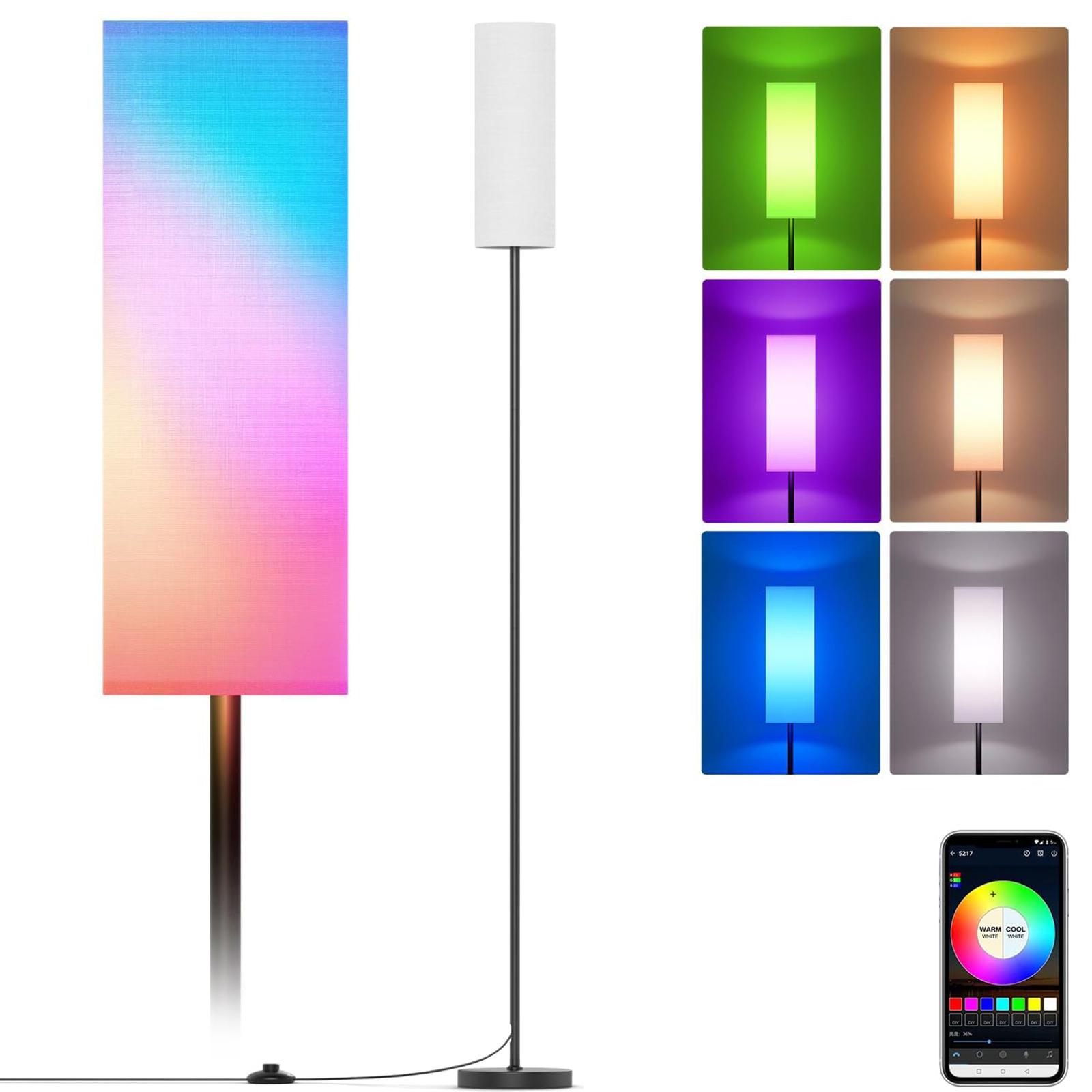 Moderne Stehlampe mit RGB+CCT LEDs Glühbirne Stehlampe Hohe Lampe BT Connected Phone App Control US Plug weiß/schwarz von Joom DACH