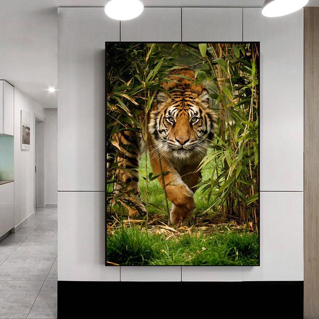 Moderne Tier Leinwand Malerei Tiger Reflexion Poster und Drucke Wand Bilder Für Cuadros Wohnzimmer Wohnkultur Kein Rahmen 60cm×170cm NoFrame von Joom DACH