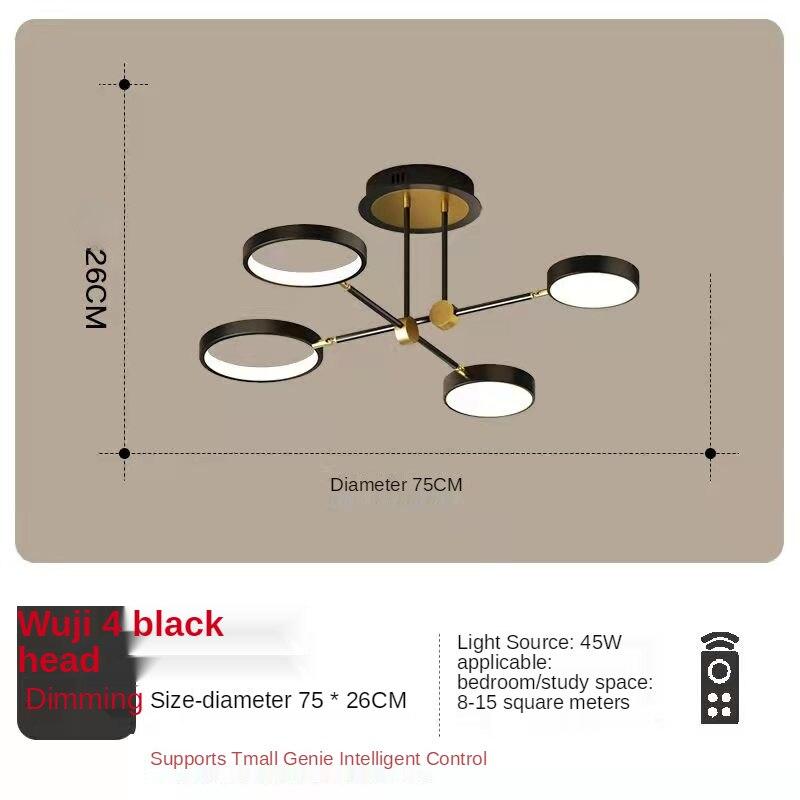 Moderne minimalistische Haushalts-LED-Lampen, Schmiedeeisen-Esszimmerlampe, Wohnzimmerlampe, Arbeitszimmer-Deckenlampe 4 headlights schwarz von Joom DACH