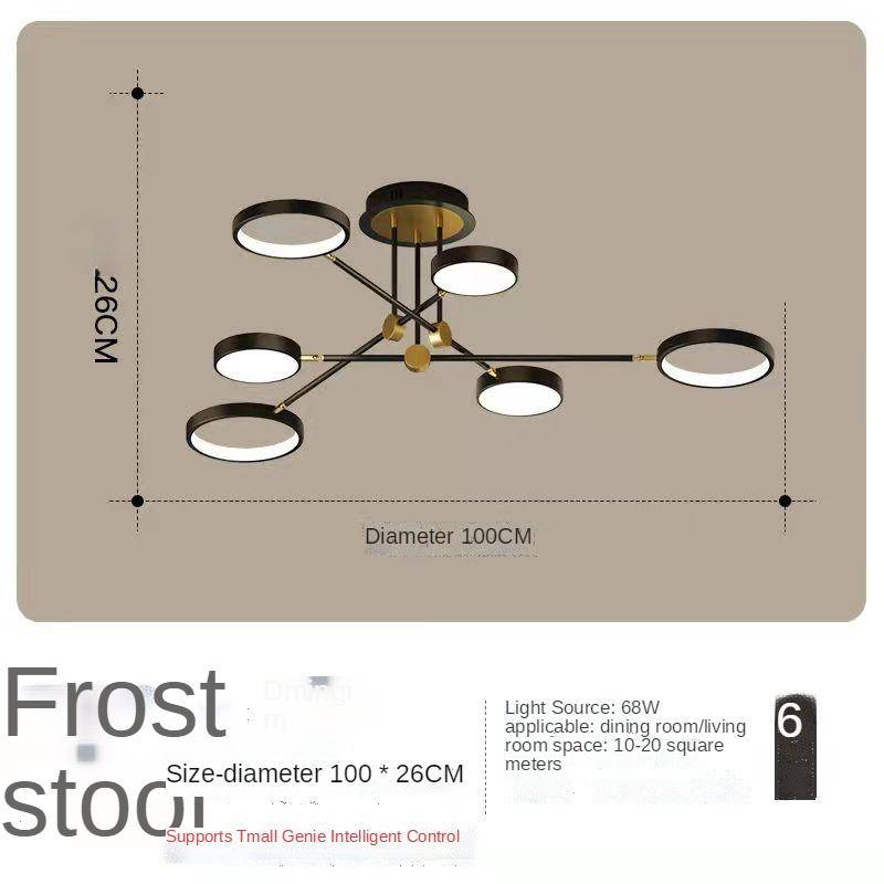 Moderne minimalistische Haushalts-LED-Lampen, Schmiedeeisen-Esszimmerlampe, Wohnzimmerlampe, Arbeitszimmer-Deckenlampe 6 headlights schwarz von Joom DACH