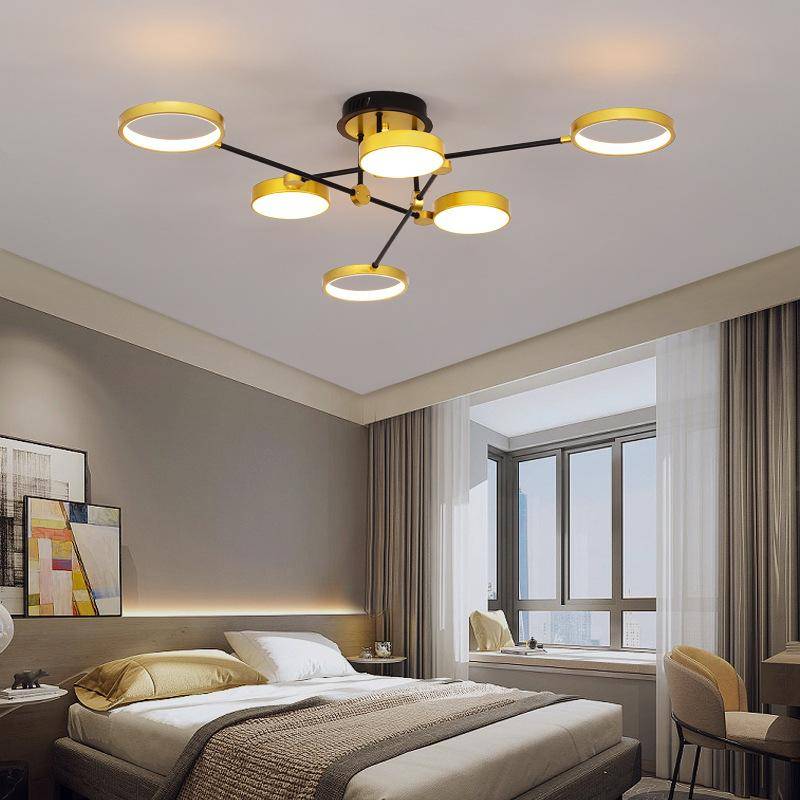 Moderne minimalistische Haushalts-LED-Lampen, Schmiedeeisen-Esszimmerlampe, Wohnzimmerlampe, Arbeitszimmer-Deckenlampe 6 headlights gold von Joom DACH