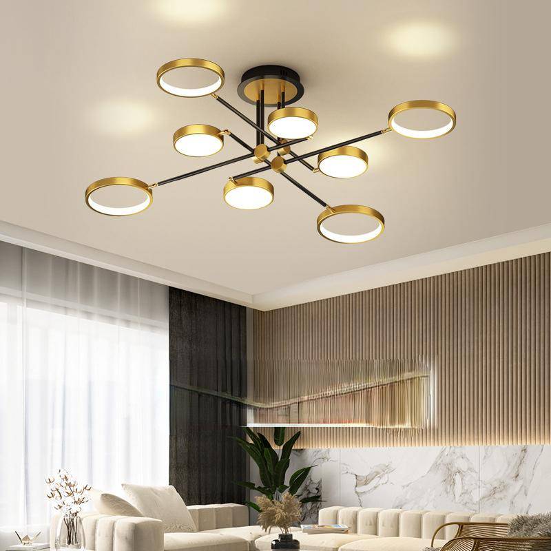 Moderne minimalistische Haushalts-LED-Lampen, Schmiedeeisen-Esszimmerlampe, Wohnzimmerlampe, Arbeitszimmer-Deckenlampe 8 headlights gold von Joom DACH