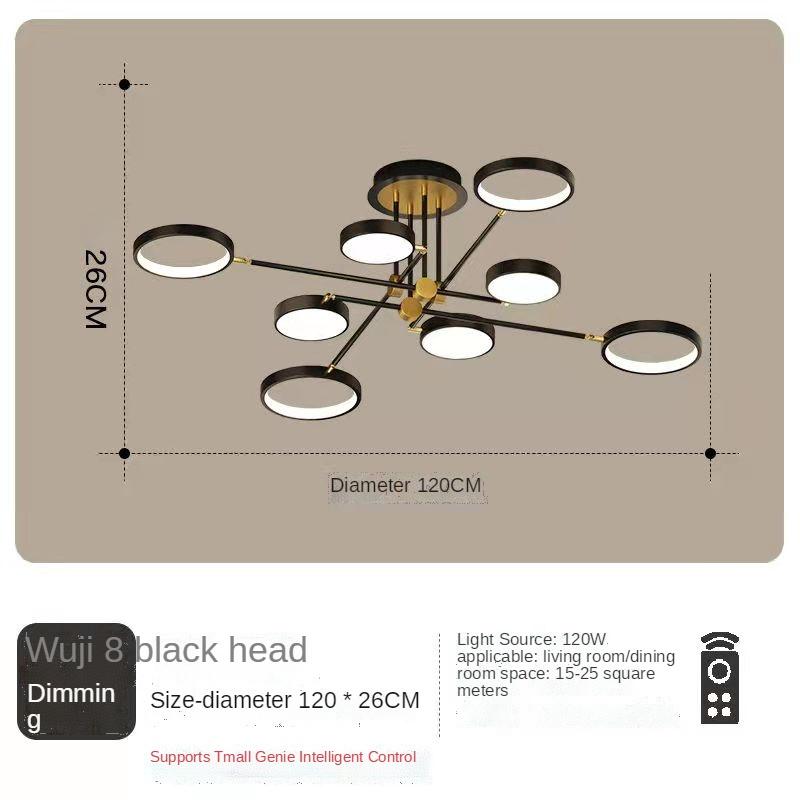 Moderne minimalistische Haushalts-LED-Lampen, Schmiedeeisen-Esszimmerlampe, Wohnzimmerlampe, Arbeitszimmer-Deckenlampe 8 headlights schwarz von Joom DACH