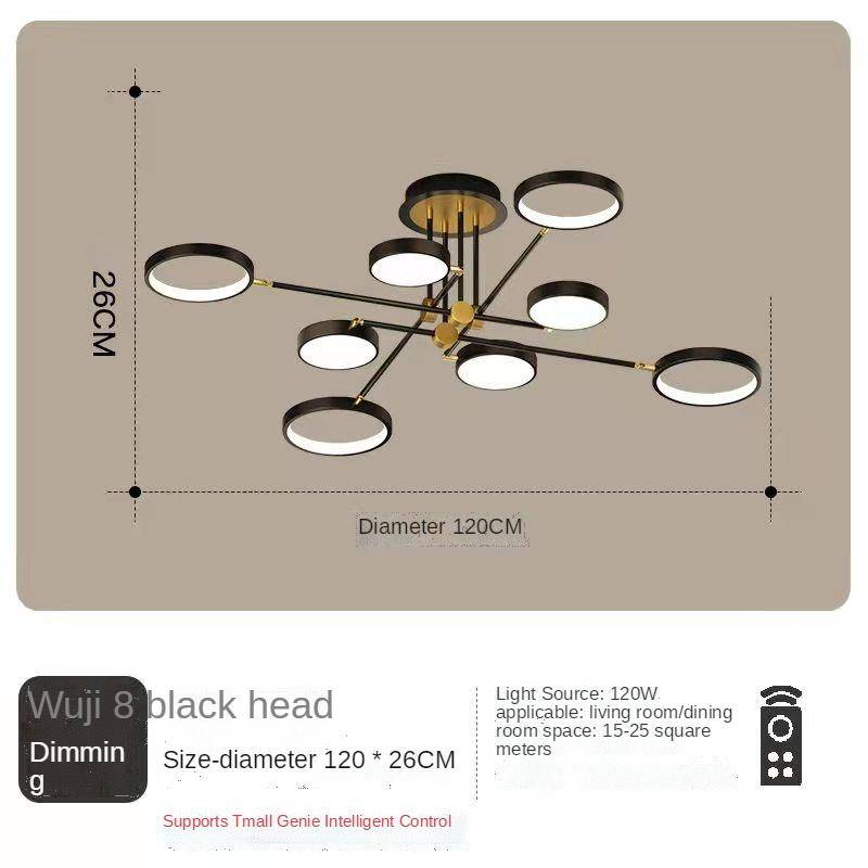 Moderne minimalistische Haushalts-LED-Lampen, Schmiedeeisen-Esszimmerlampe, Wohnzimmerlampe, Arbeitszimmer-Deckenlampe 8 headlights schwarz von Joom DACH
