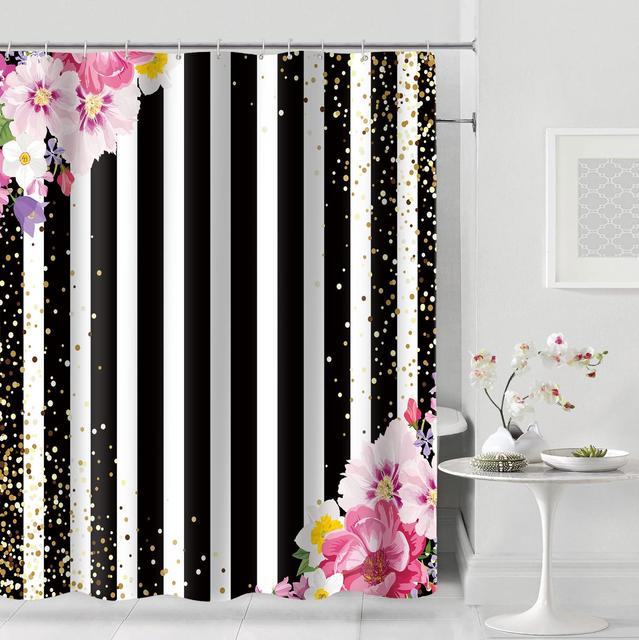 Moderner Duschvorhang, modisch, glänzend, Duschvorhänge, Polyestergewebe, wasserdicht, Badvorhänge, Badezimmer-Trennvorhang, 12 Haken 180x200cm von Joom DACH