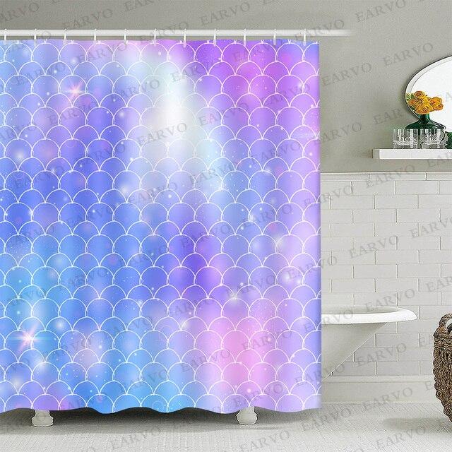 Moderner Duschvorhang, modisch, glänzend, Duschvorhänge, Polyestergewebe, wasserdicht, Badvorhänge, Badezimmer-Trennvorhang, 12 Haken 180x200cm von Joom DACH