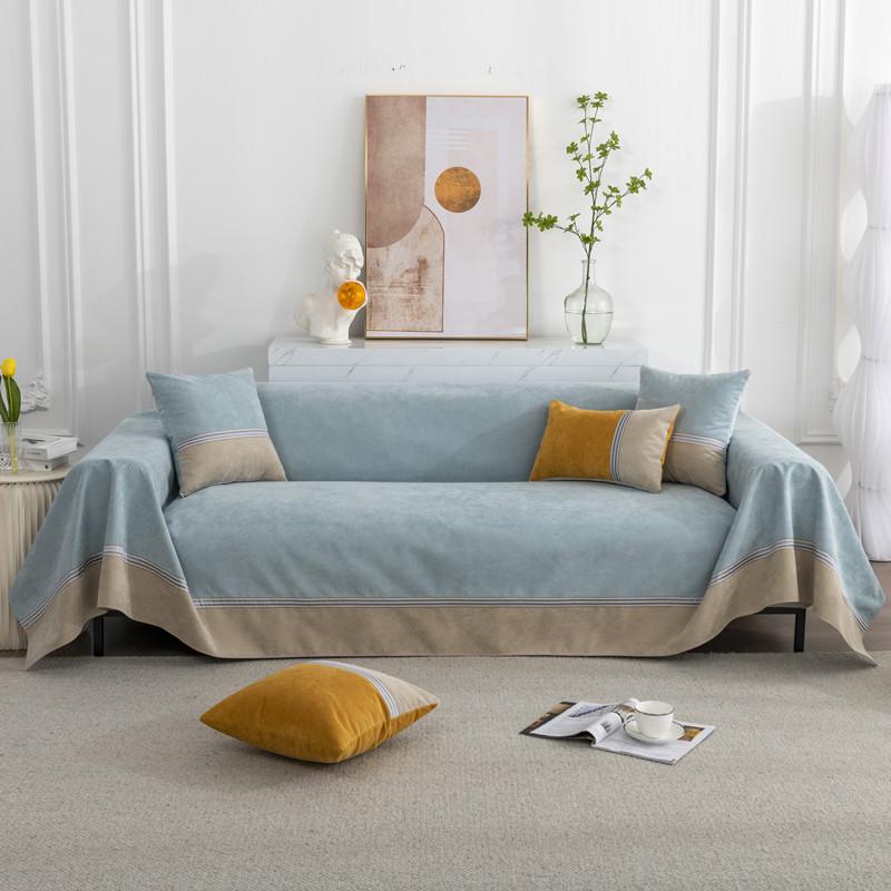 Moderner Patchwork-Sofabezug, wasserdicht, für 1-, 2-, 3-, 4- und 5-Sitzer, Couch-Schonbezug, Liegesessel, Handtuch, Möbelschutz für Haustiere und Katzen 200x130cm grau-blau von Joom DACH