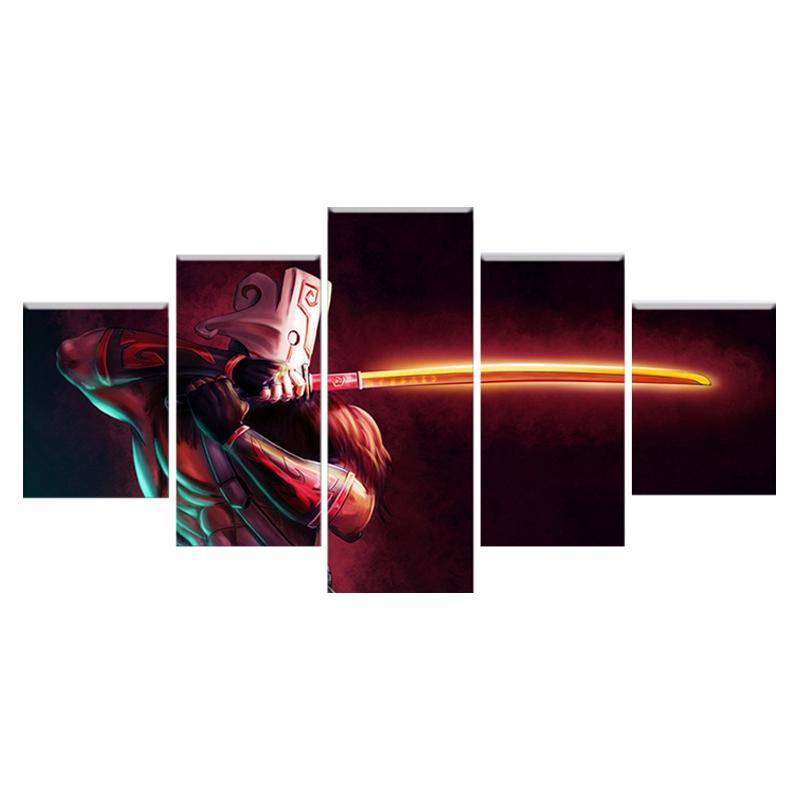 Modernes Leinwandgemälde, modulares Spiel-Poster, 5-teilig, 2 DotA Juggernaut, Wandkunst, Heimdekoration, Jungenzimmer, gedrucktes Bild, Kunstwerk 20x35cm*2  20x45cm*2  20x55cm*1 von Joom DACH