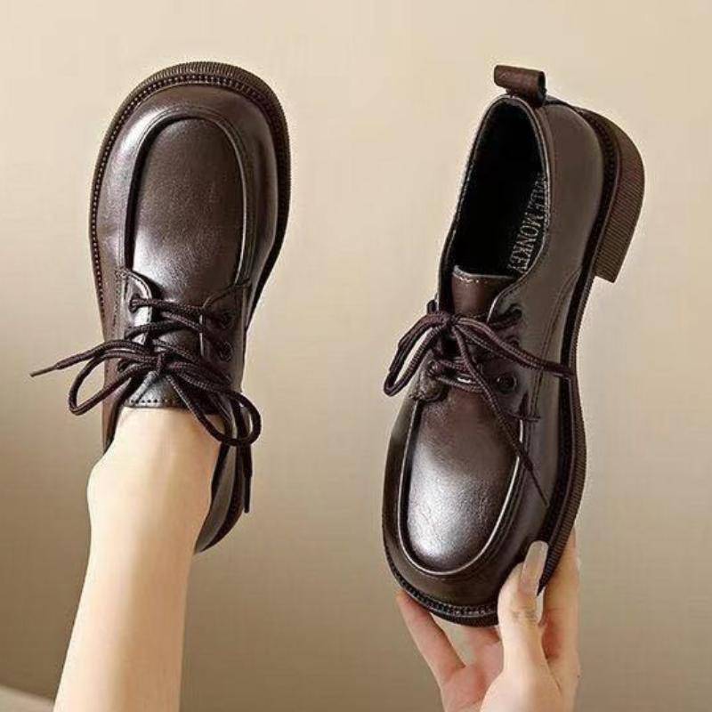 Modeschuhe für Damen Frühling und Herbst Mary Jane Damenpumps Runde Zehenpartie Schnürschuhe Wasserdicht Klobiger Absatz Schuhe Damen 41 braun von Joom DACH