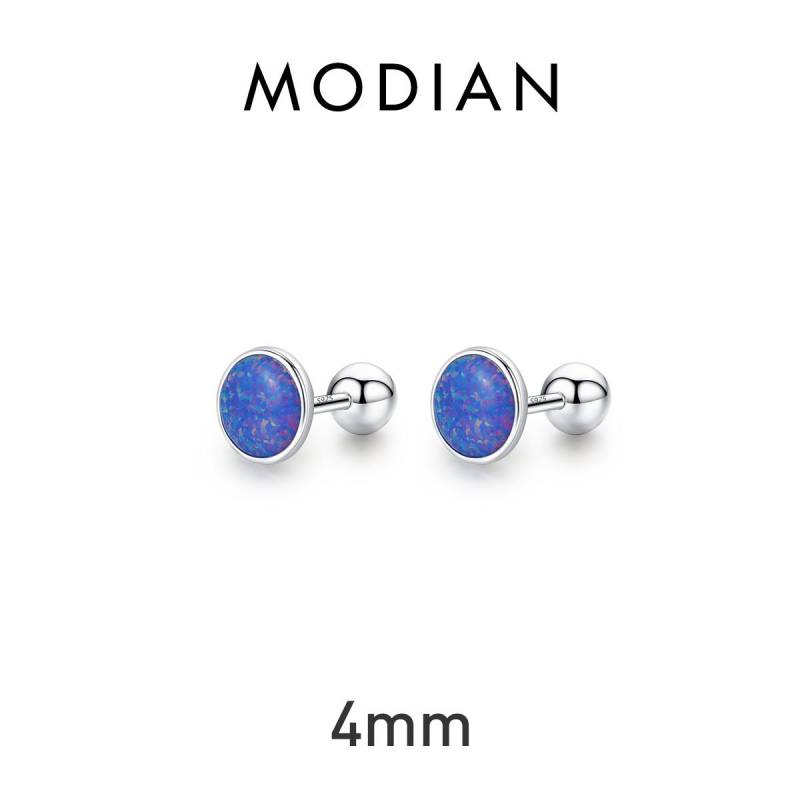 Modian Exquisite 925 Sterling Silber Runde Opal Ohrstecker Trendy Perlen Schraube Ohrstecker Für Frauen Jahrestag Edlen Schmuck 4 von Joom DACH