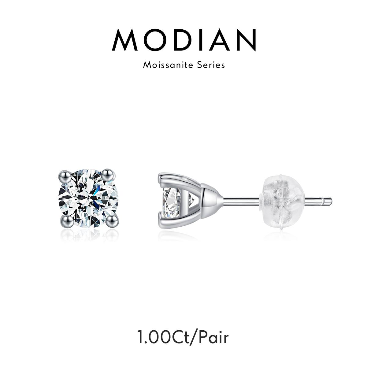 Modian Moissanit 1CT 2CT D Farbe VVS1 EX Luxus Ohrstecker 925 Sterling Silber Funkelnde Ohrringe Für Frauen Hochzeit Schmuck 1CT silber von Joom DACH