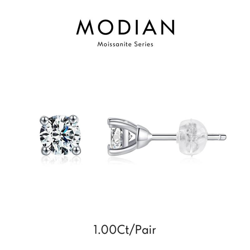 Modian Moissanit 1CT 2CT D Farbe VVS1 EX Luxus Ohrstecker 925 Sterling Silber Funkelnde Ohrringe Für Frauen Hochzeit Schmuck 1CT silber von Joom DACH