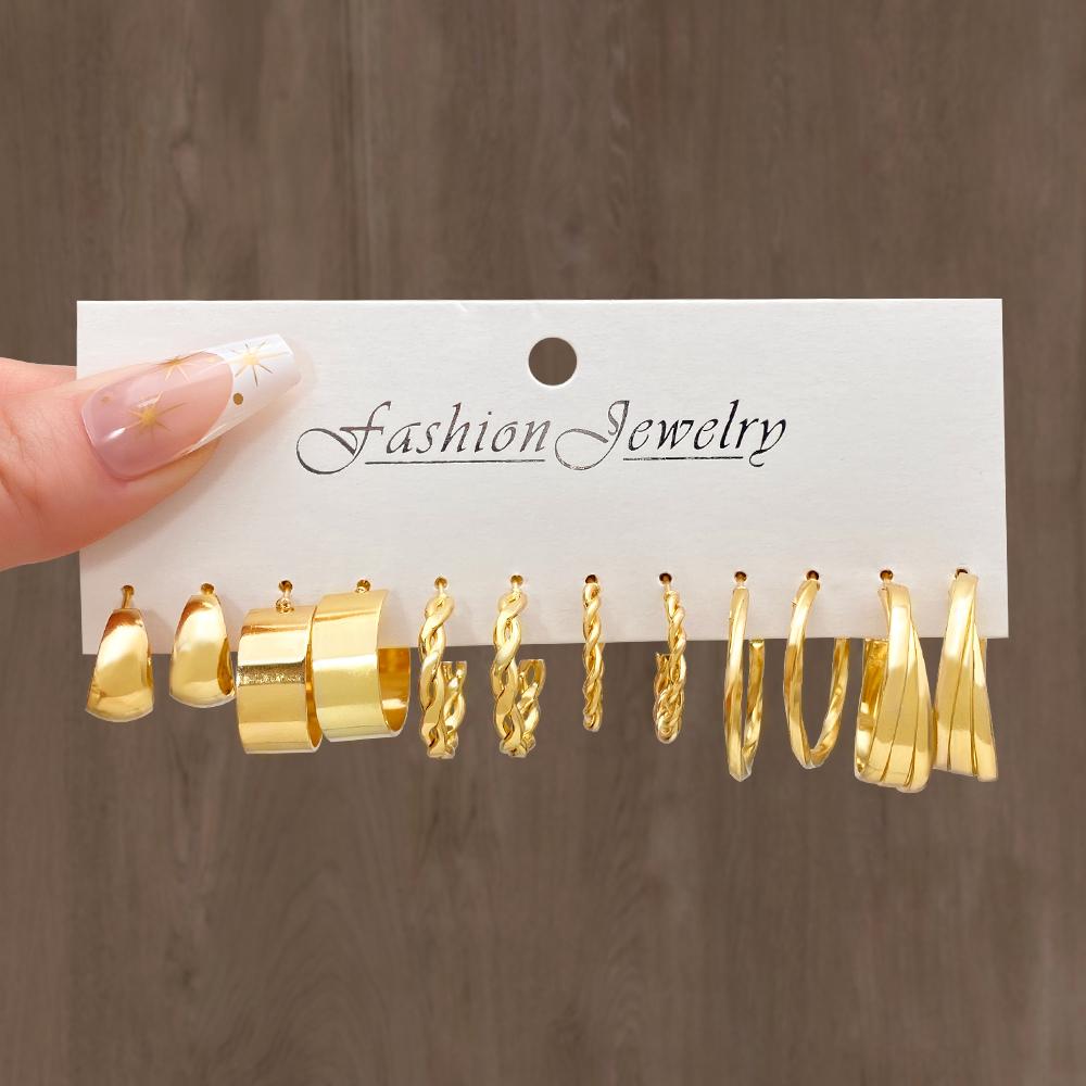 Modische, bezaubernde Damen-Ohrstecker, Party, vielseitiges und elegantes Mädchen-Geschenk-Ohrstecker-Set, runde und glatte Paar-Ohrstecker, goldenes Luxus-Ohrring-Set 17030 gold von Joom DACH