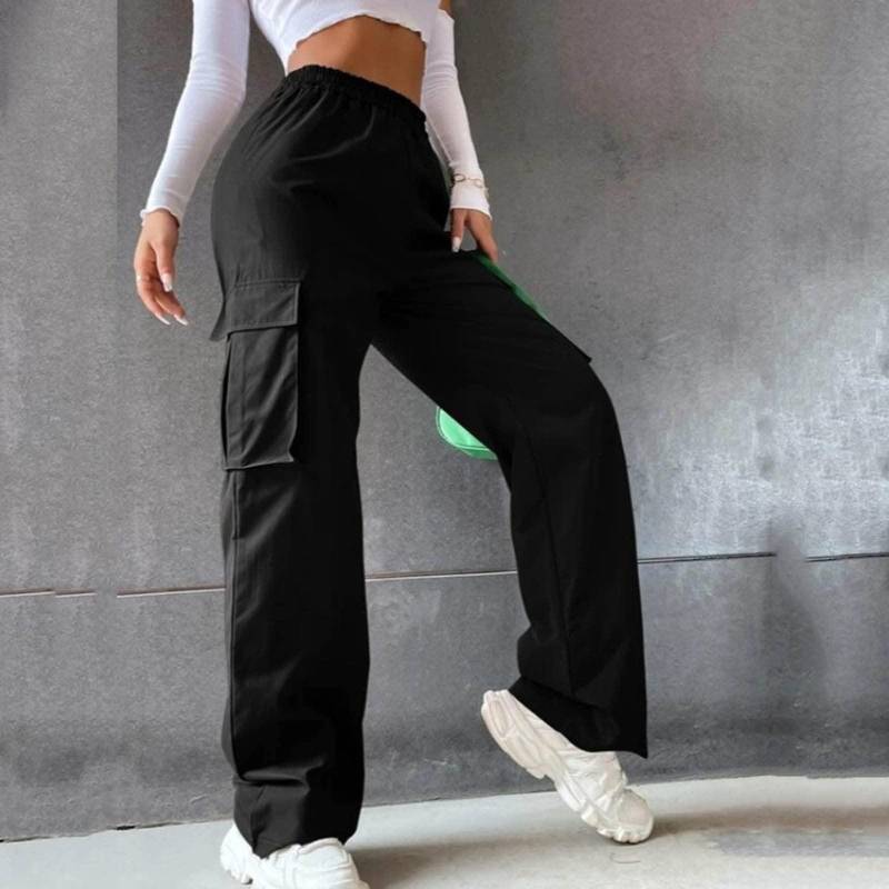 Modische, lässige Streetwear-Baggy-Cargohose für Damen mit Taschen, weites Bein, lockere Overalls, lange Hose L schwarz Modische, lässige Streetwear-Baggy-Cargohose für Damen mit Taschen, weites Bein, lockere Overalls, lange Hose L schwarz von Joom DACH