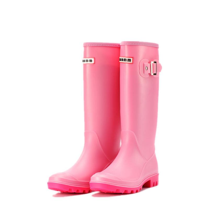 Modische, rutschfeste Regenstiefel für Damen, kniehohe Wasserstiefel, wasserdichte Gummistiefel mit langen Röhren, hohe Galoschen für Damen, Regenschuhe 39 rosa von Joom DACH