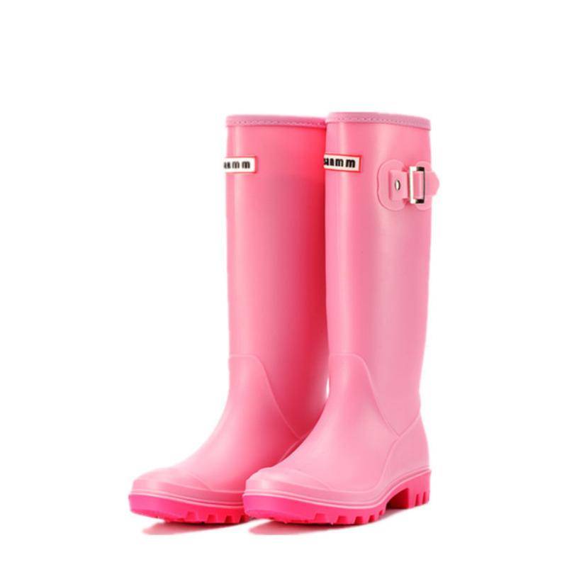 Modische, rutschfeste Regenstiefel für Damen, kniehohe Wasserstiefel, wasserdichte Gummistiefel mit langen Röhren, hohe Galoschen für Damen, Regenschuhe 39 rosa von Joom DACH